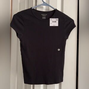American Eagle Outfitters Black Ribbed Tee XS